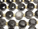[Video] High Quality! Silver Obsidian AAA Hexagram Faceted Coin 10.5x10.5x5.5mm Half or 1strand beads (approx. 15 inches/36 cm)