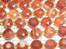 [Video] High Quality! Carnelian, Sardonyx Hexagram Faceted Coin 8x8x5mm 1strand beads (aprx.15inch/36cm)