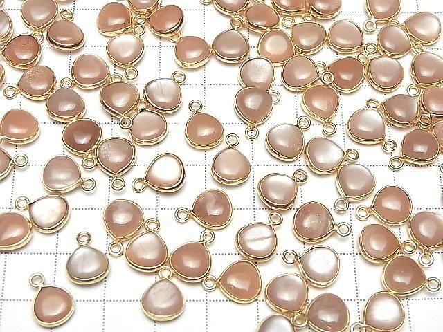 [Video] Orange Moonstone AA++ Bezel Setting Chestnut 9x9mm 18KGP 2pcs
