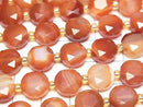 [Video] High Quality! Carnelian, Sardonyx Hexagram Faceted Coin 10x10x5.5mm half or 1strand beads (aprx.15inch/36cm)