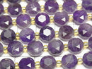 [Video] High Quality! Amethyst AA++ Hexagram Faceted Coin 8.5x8.5x5mm 1strand beads (aprx.15inch/36cm)