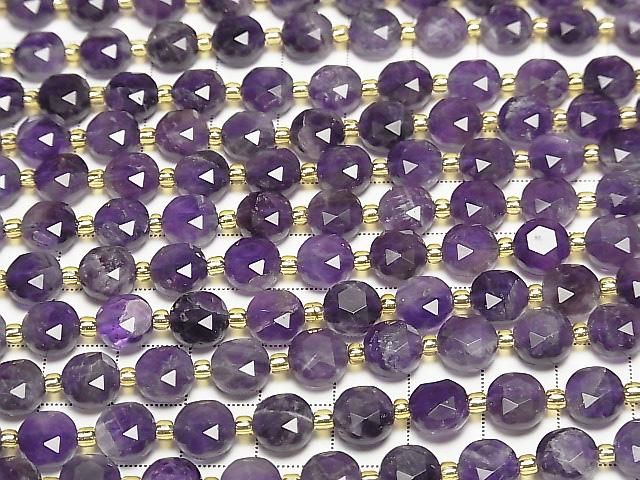[Video] High Quality! Amethyst AA++ Hexagram Faceted Coin 8.5x8.5x5mm 1strand beads (aprx.15inch/36cm)