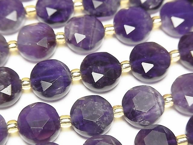 [Video] High Quality! Amethyst AA++ Hexagram Faceted Coin 10x10x6mm half or 1strand beads (aprx.15inch/36cm)
