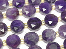 [Video] High Quality! Amethyst AA++ Hexagram Faceted Coin 10x10x6mm half or 1strand beads (aprx.15inch/36cm)