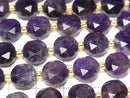 [Video] High Quality! Amethyst AA++ Hexagram Faceted Coin 10x10x6mm half or 1strand beads (aprx.15inch/36cm)