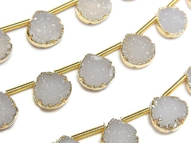 [Video] Druzy Agate Bezel Setting Chestnut Half or 1strand beads (approx. 6 inches/16 cm)