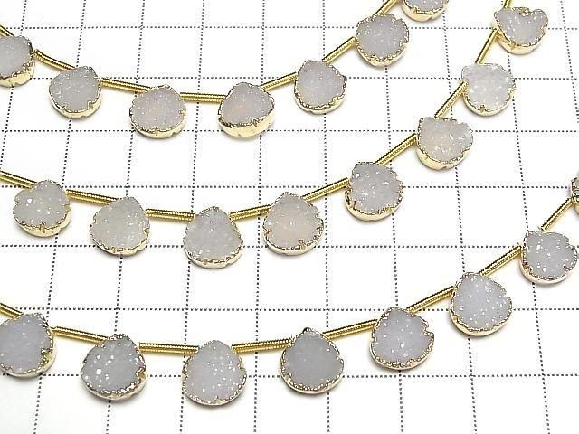 [Video] Druzy Agate Bezel Setting Chestnut Half or 1strand beads (approx. 6 inches/16 cm)