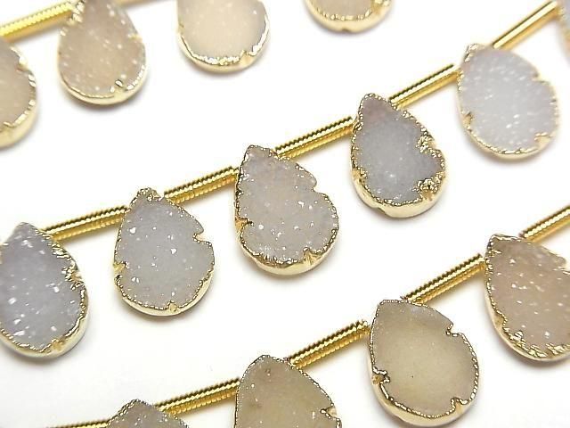 [Video] Druzy Agate Bezel Setting Pear Shape Half or 1strand beads (approx. 6 inches/16 cm)