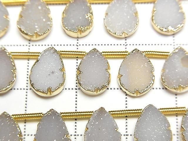 [Video] Druzy Agate Bezel Setting Pear Shape Half or 1strand beads (approx. 6 inches/16 cm)