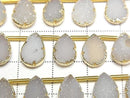 [Video] Druzy Agate Bezel Setting Pear Shape Half or 1strand beads (approx. 6 inches/16 cm)