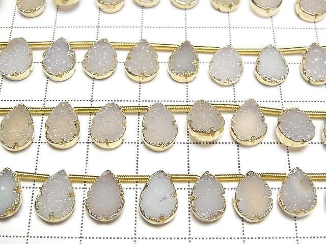 [Video] Druzy Agate Bezel Setting Pear Shape Half or 1strand beads (approx. 6 inches/16 cm)