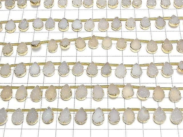 [Video] Druzy Agate Bezel Setting Pear Shape Half or 1strand beads (approx. 6 inches/16 cm)