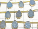 [Video] Druzy Agate Bezel Setting Pear Shape Blue Half or 1strand beads (approx. 6 inches/16 cm)