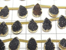 [Video] Druzy Agate Bezel Setting Pear Shape Black Half or 1strand beads (approx. 6 inches/16 cm)
