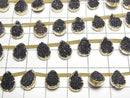 [Video] Druzy Agate Bezel Setting Pear Shape Black Half or 1strand beads (approx. 6 inches/16 cm)