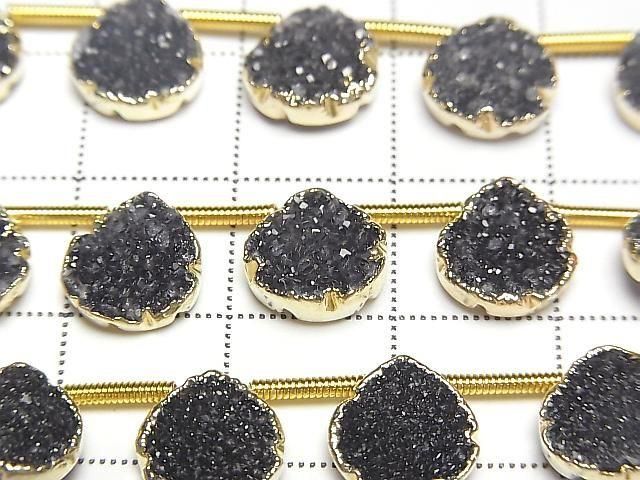 [Video] Druzy Agate Bezel Setting Chestnut Black Half or 1strand beads (approx. 6 inches/16 cm)