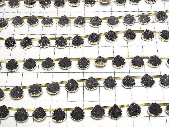 [Video] Druzy Agate Bezel Setting Chestnut Black Half or 1strand beads (approx. 6 inches/16 cm)