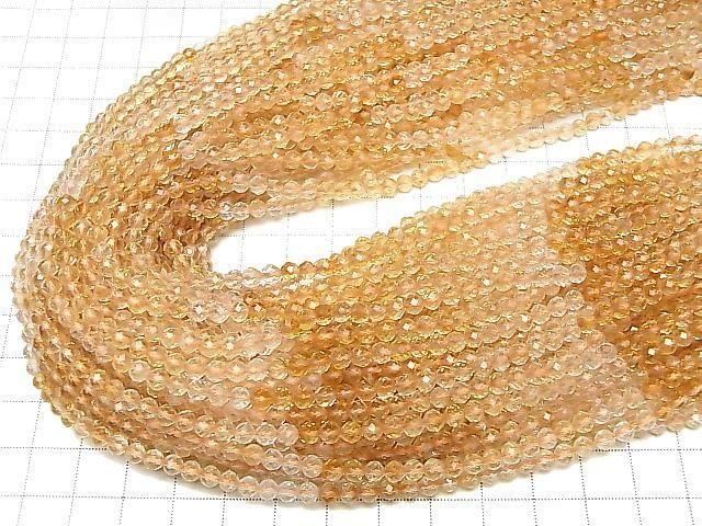 [Video] High Quality! Citrine AAA- Faceted Round 4mm 1strand beads (aprx.15inch/37cm)
