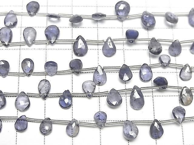 [Video] Iolite AA++ Pear Shape Faceted Briolette 1strand beads (approx. 7 inches/17 cm)
