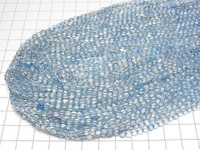 [Video] Blue Topaz Faceted Coin 4x4mm 1strand beads (approx. 15 inches/36 cm)