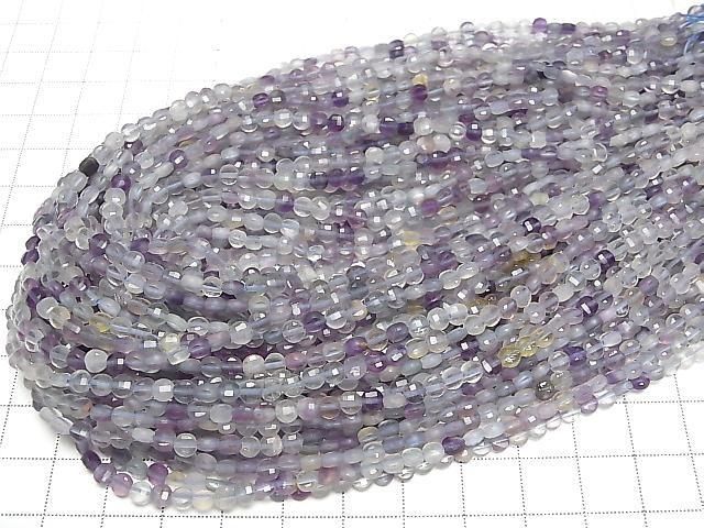[Video] High Quality! Multicolor Fluorite AA+ Faceted Coin 4x4mm 1strand beads (approx. 15 inches/36 cm)