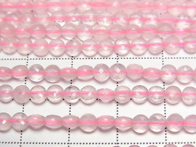 [Video]High Quality! Rose Quartz AA++ Faceted Coin 4x4mm 1strand beads (aprx.15inch/36cm)