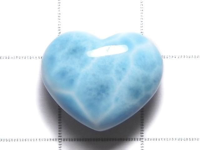 [Video][One of a Kind] High Quality Larimar Pectolite AAA Heart [Half Drilled Hole] 1pc NO.56