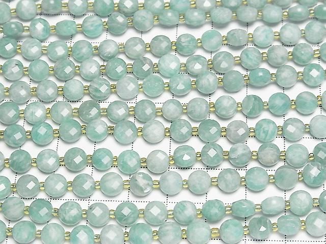 [Video] High Quality! Amazonite AA Faceted Coin 6x6x4mm half or 1strand beads (aprx.15inch/36cm)
