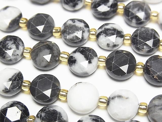 [Video] High Quality! Zebra Jasper Hexagram Faceted Coin 8x8x5mm 1strand beads (approx. 15 inches/37 cm)