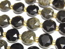 [Video] High Quality! Golden Obsidian AAA- Hexagram Faceted Coin 10x10x5mm Half or 1strand beads (approx. 15 inches/36 cm)