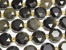 [Video] High Quality! Golden Obsidian AAA- Hexagram Faceted Coin 10x10x5mm Half or 1strand beads (approx. 15 inches/36 cm)