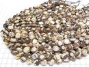 [Video] High Quality! Cappuccino Jasper Hexagram Faceted Coin 10x10x5mm Half or 1strand beads (approx. 15 inches/36 cm)