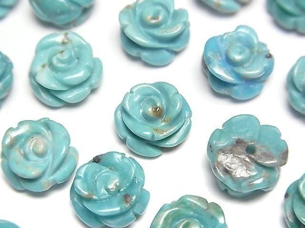 [Video] Turquoise AA++ Rose 10mm Blue [Half Drilled Hole] 2pcs