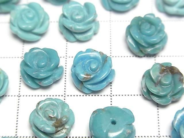 [Video] Turquoise AA++ Rose 10mm Blue [Half Drilled Hole] 2pcs