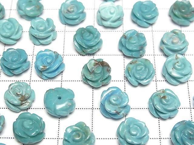 [Video] Turquoise AA++ Rose 10mm Blue [Half Drilled Hole] 2pcs