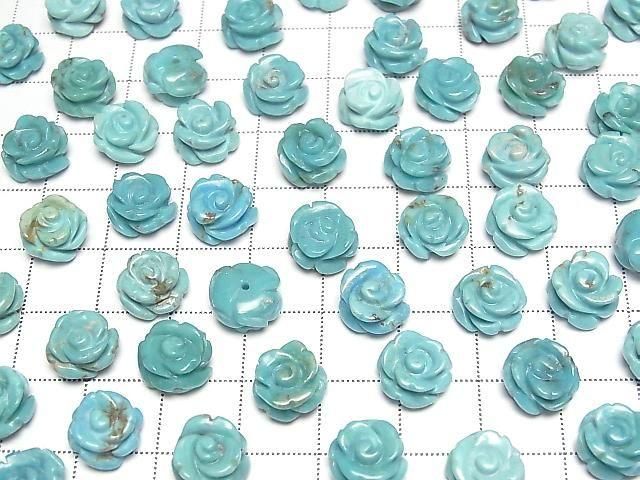 [Video] Turquoise AA++ Rose 10mm Blue [Half Drilled Hole] 2pcs