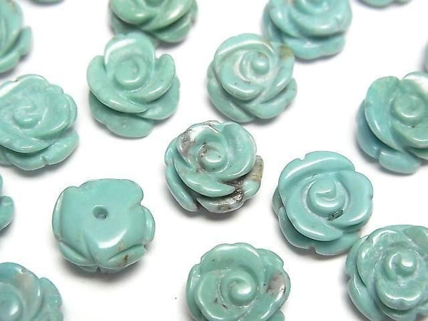 [Video] Turquoise AA++ Rose 10mm Green [Half Drilled Hole] 2pcs