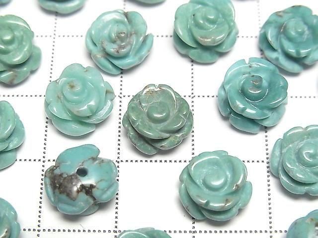 [Video] Turquoise AA++ Rose 10mm Green [Half Drilled Hole] 2pcs
