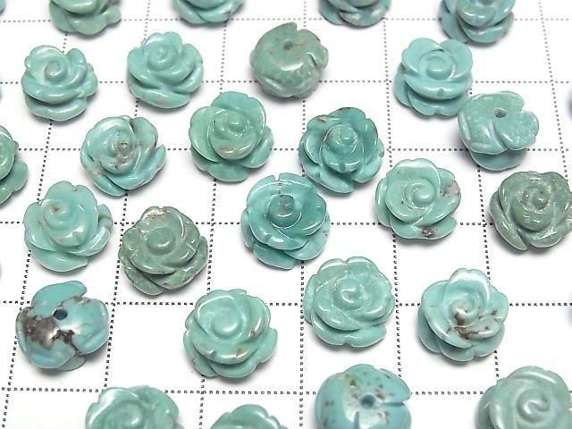 [Video] Turquoise AA++ Rose 10mm Green [Half Drilled Hole] 2pcs