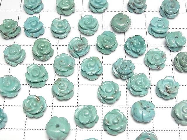 [Video] Turquoise AA++ Rose 10mm Green [Half Drilled Hole] 2pcs