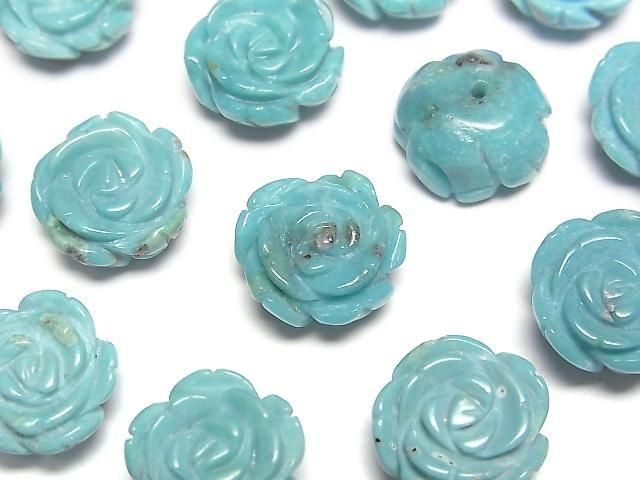 [Video] Turquoise AA++ Rose 12mm Blue [Half Drilled Hole] 2pcs