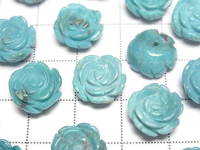 [Video] Turquoise AA++ Rose 12mm Blue [Half Drilled Hole] 2pcs