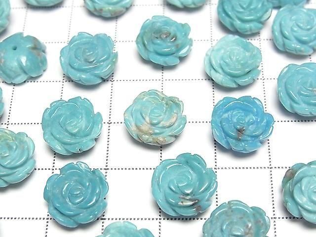 [Video] Turquoise AA++ Rose 12mm Blue [Half Drilled Hole] 2pcs