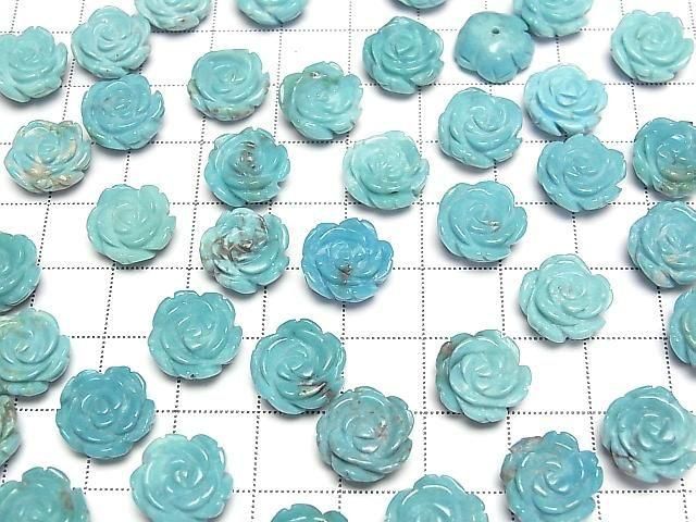 [Video] Turquoise AA++ Rose 12mm Blue [Half Drilled Hole] 2pcs