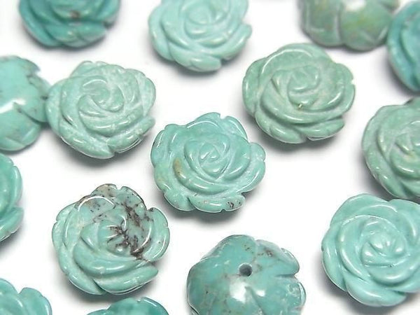 [Video] Turquoise AA++ Rose 12mm Green [Half Drilled Hole] 2pcs