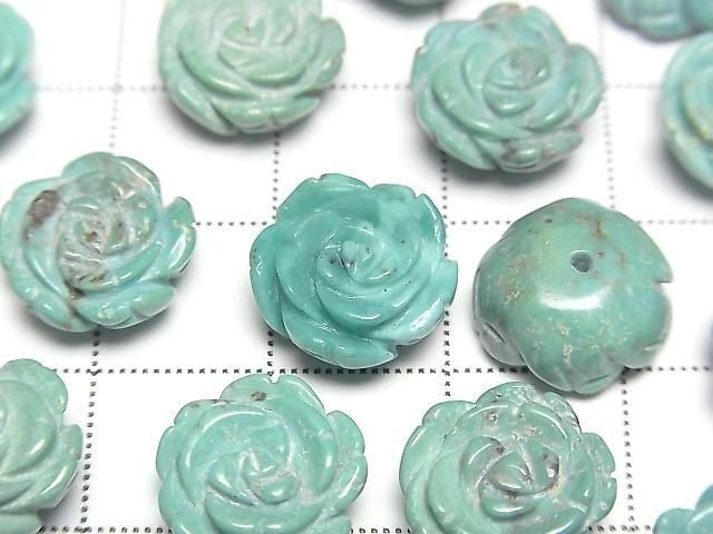 [Video] Turquoise AA++ Rose 12mm Green [Half Drilled Hole] 2pcs