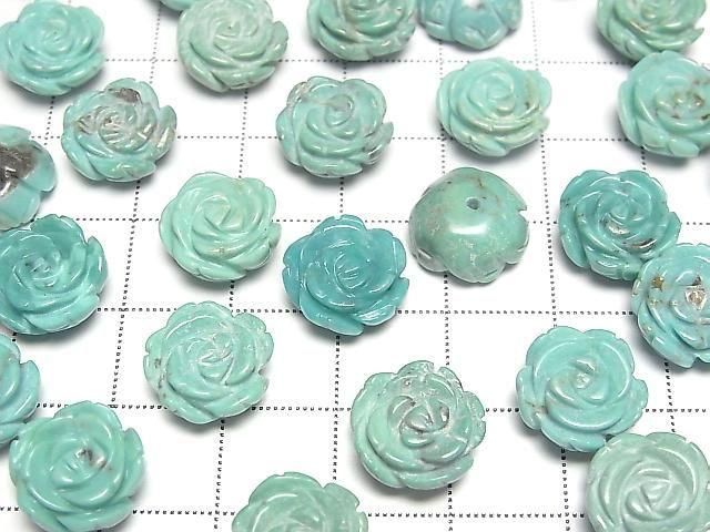 [Video] Turquoise AA++ Rose 12mm Green [Half Drilled Hole] 2pcs