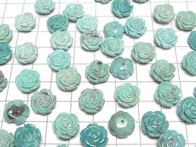 [Video] Turquoise AA++ Rose 12mm Green [Half Drilled Hole] 2pcs