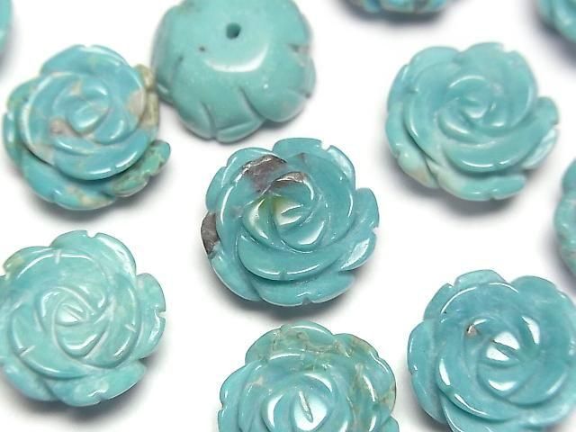 [Video] Turquoise AA++ Rose 14mm Blue [Half Drilled Hole] 1pc