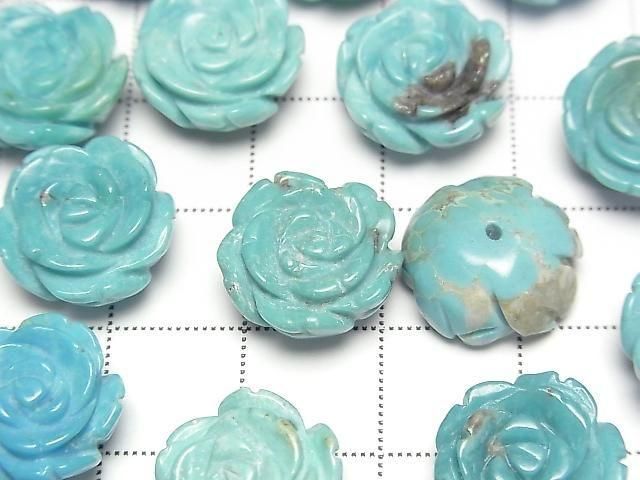 [Video] Turquoise AA++ Rose 14mm Blue [Half Drilled Hole] 1pc